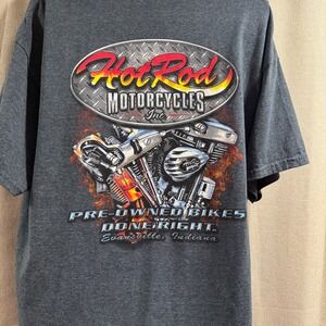 Hot Rod Motorcycles‎ T-Shirt Mens XL Gray Pre-Owned Bikes Done Right Tee